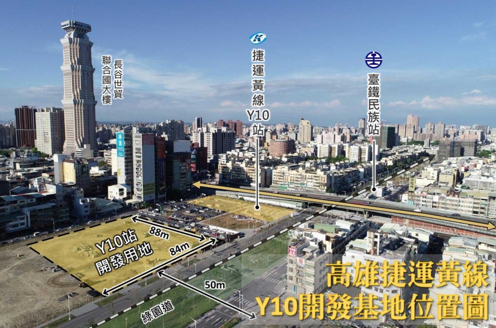 高雄捷運Y10開發位置。圖／高雄市政府捷運工程局提供